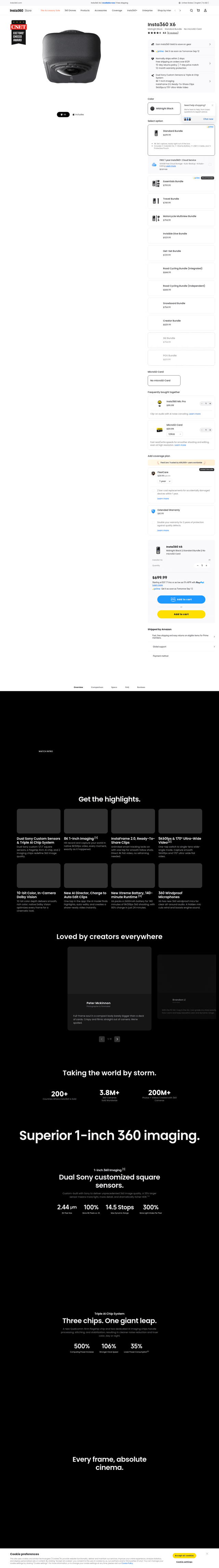 Insta360 landing page