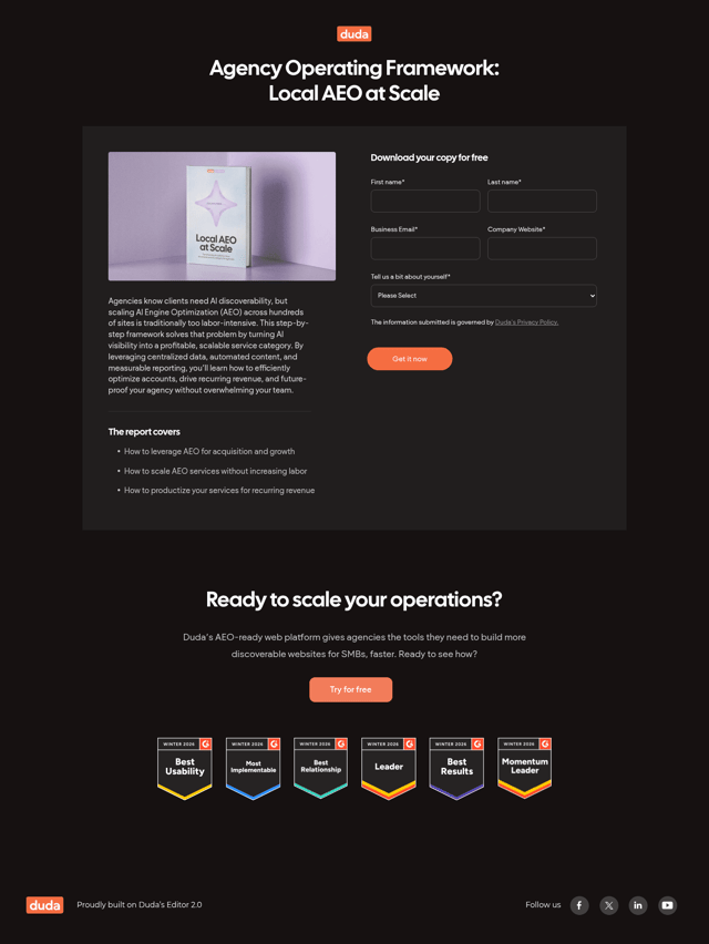 Duda landing page