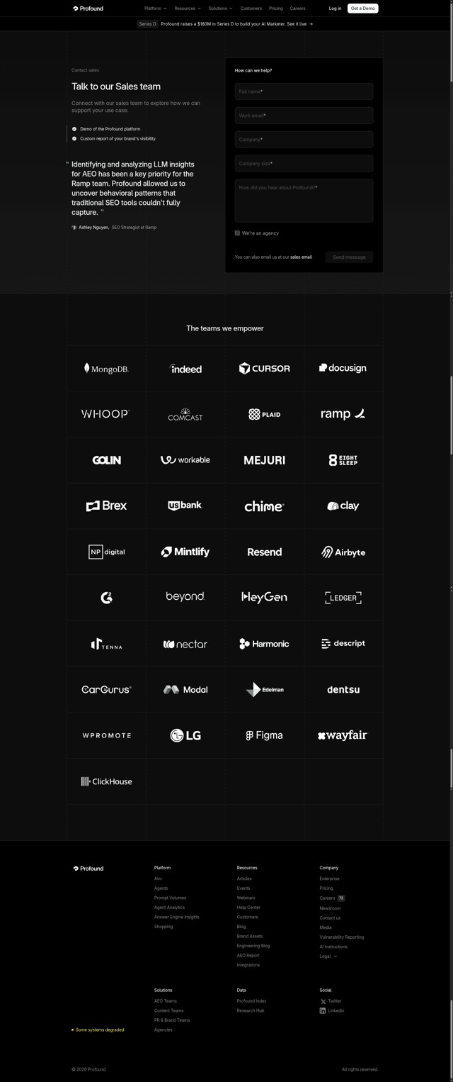 TryProfound landing page