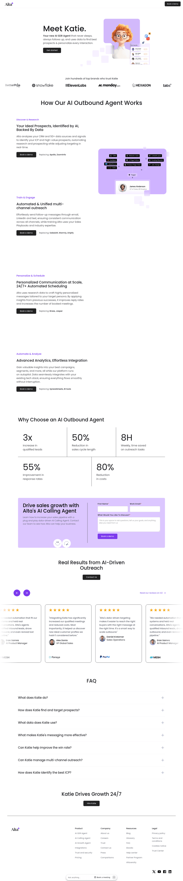 Alta landing page