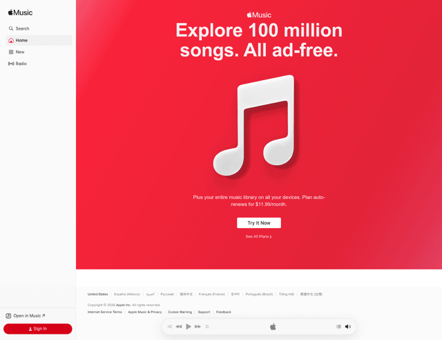Apple landing page