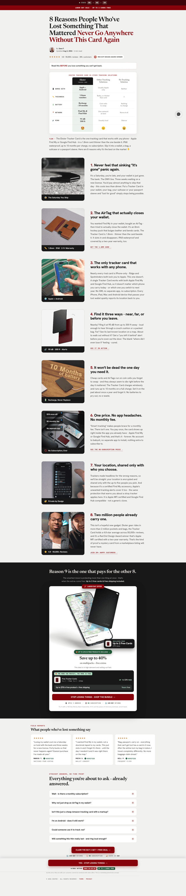 Ekster landing page