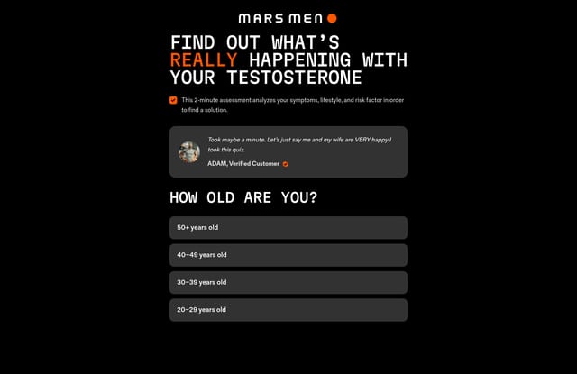 Mars Men landing page