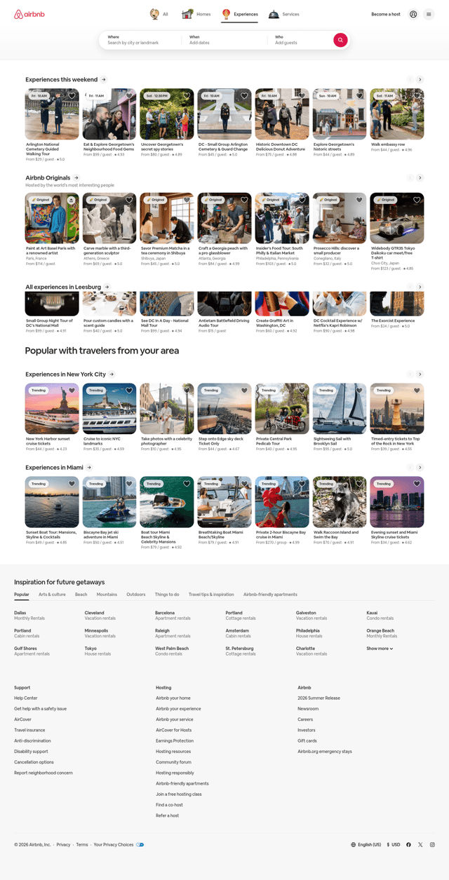 Airbnb landing page