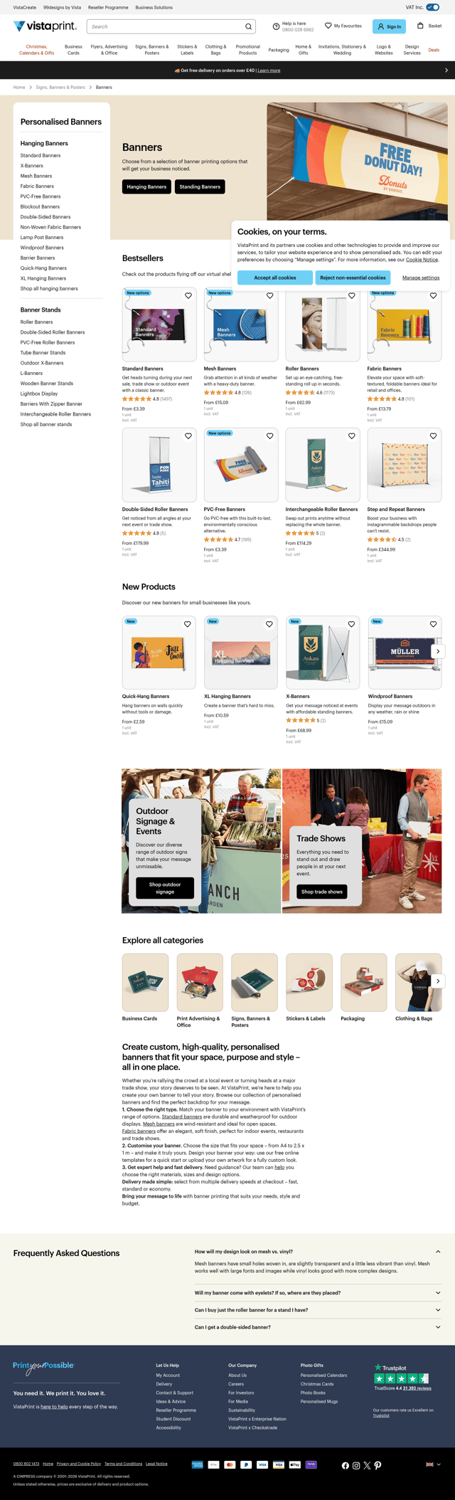 Vistaprint landing page