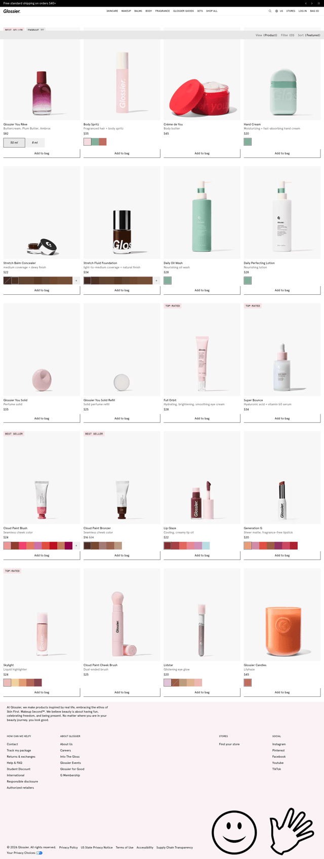 Glossier landing page
