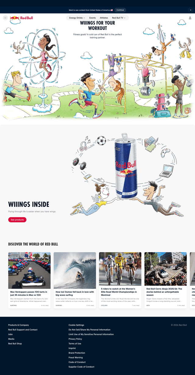 Red Bull landing page