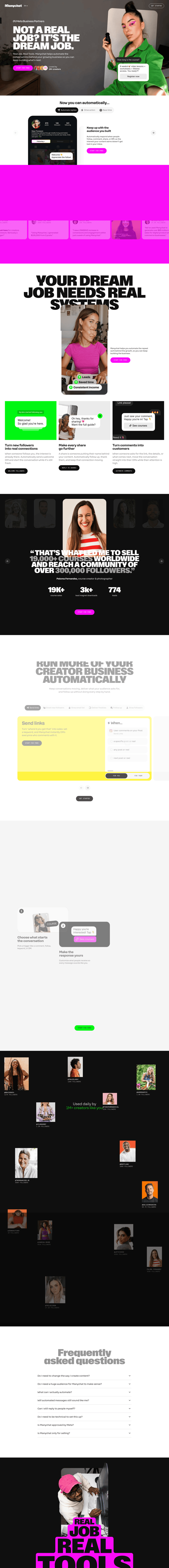 Manychat landing page