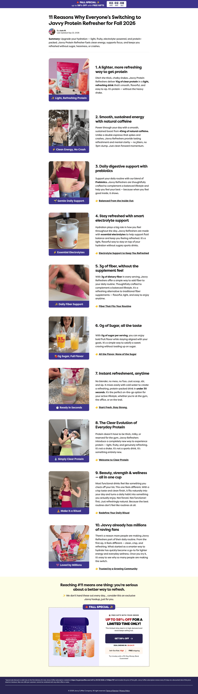 Javvy landing page