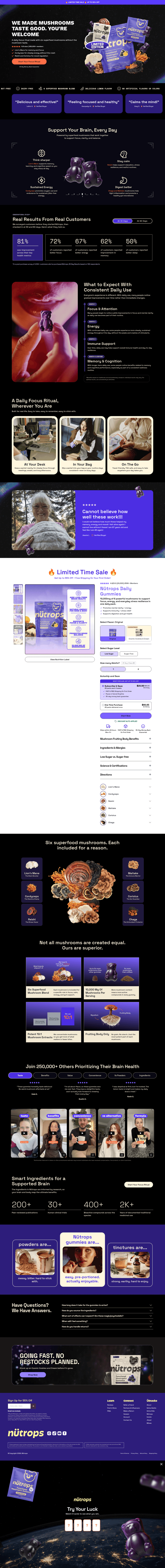 Nütrops landing page