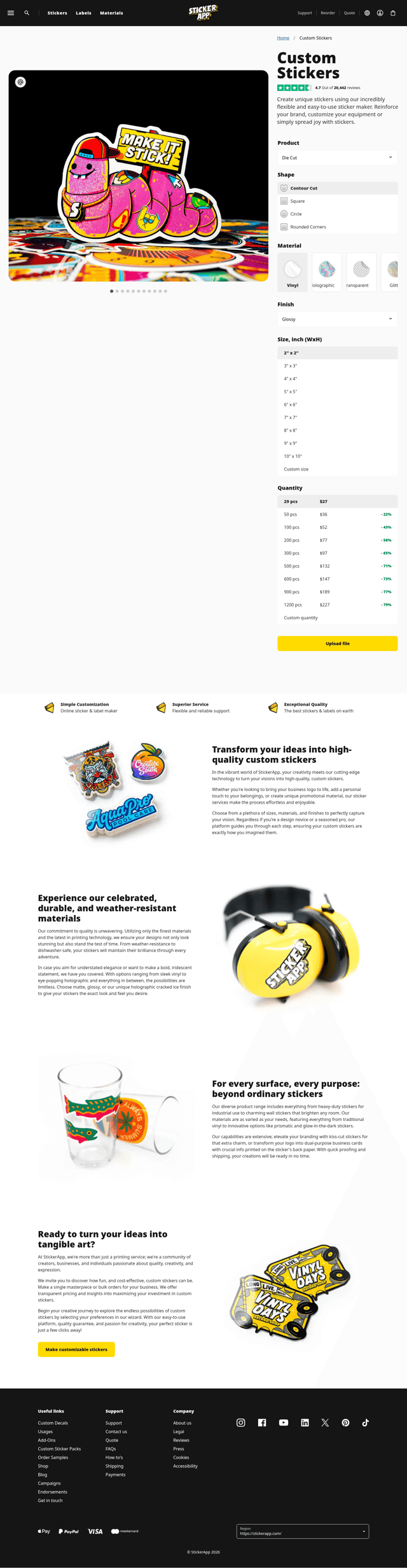 Stickerapp landing page
