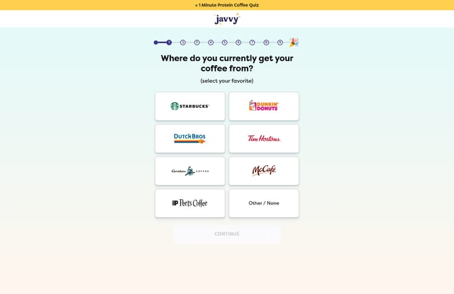 Javvy landing page
