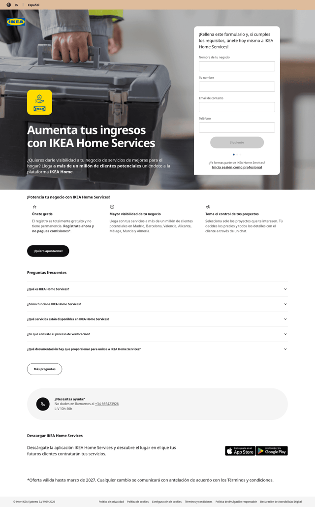 Ikea landing page