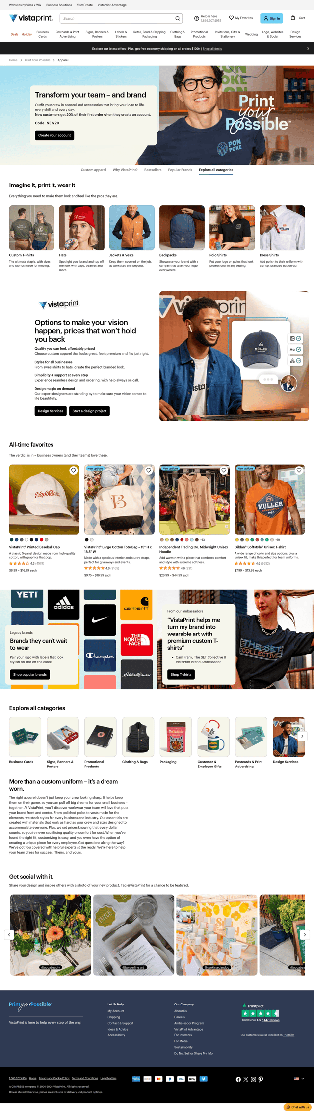 Vistaprint landing page