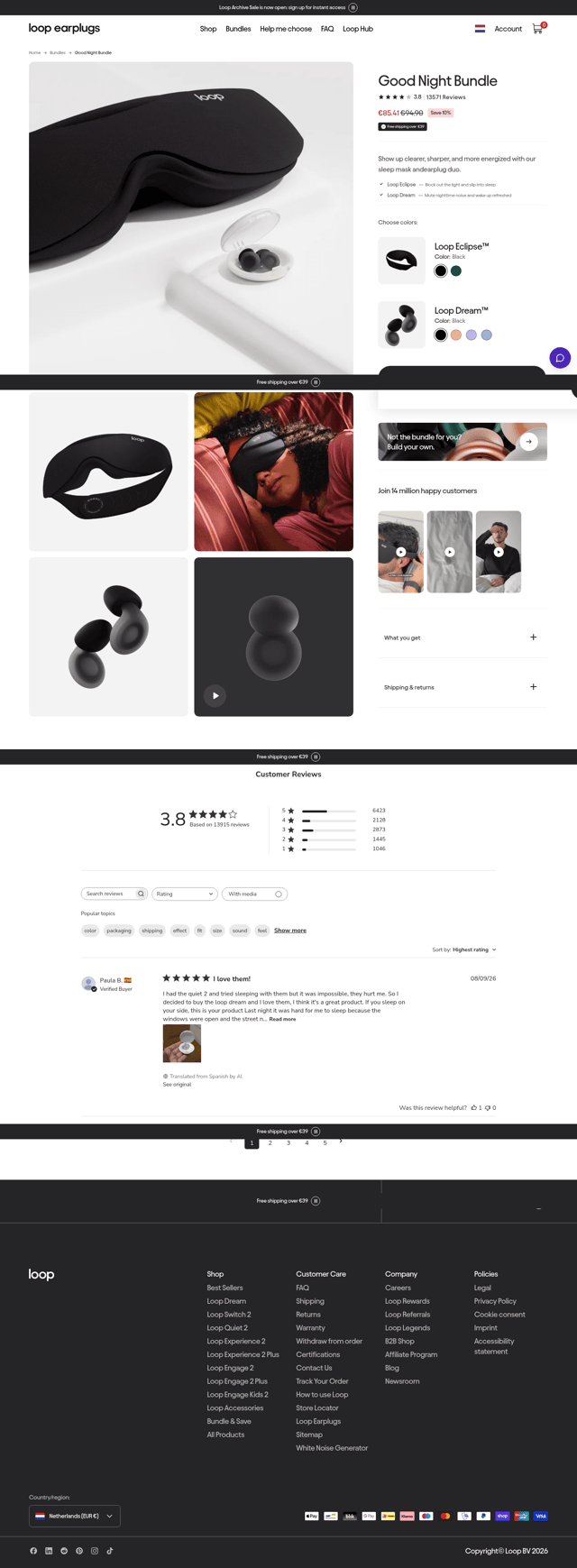 Loop Earplugs landing page