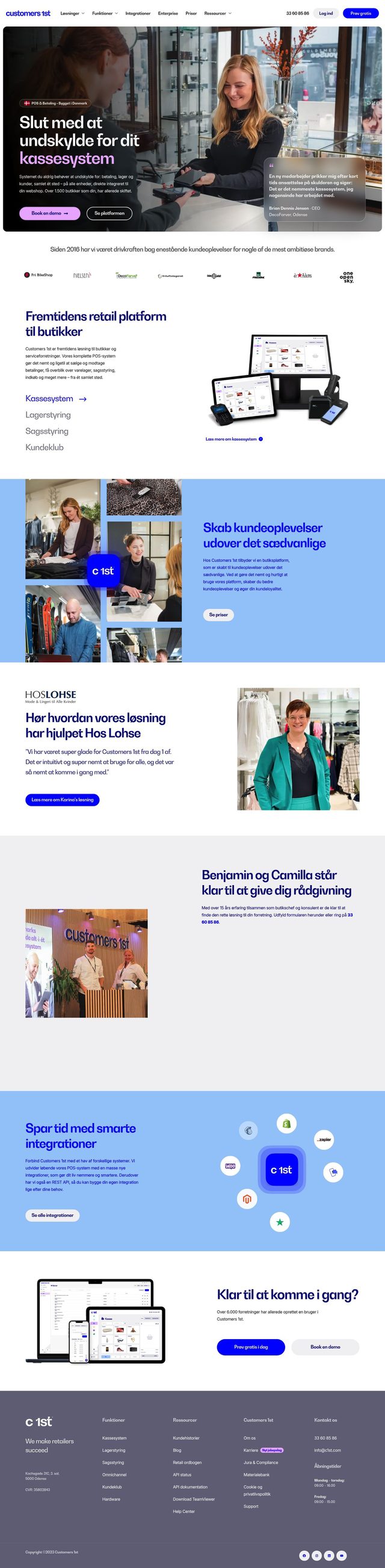 Customer landing page