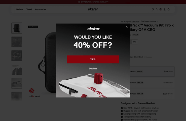 Ekster landing page