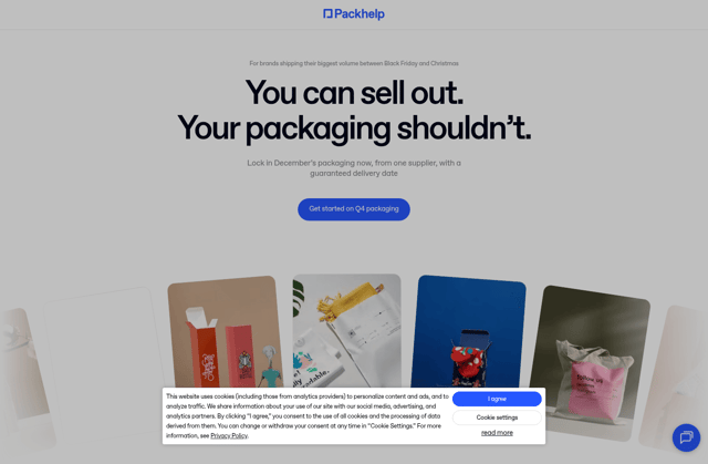 Packhelp landing page
