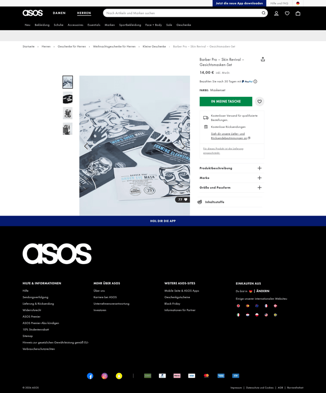 ASOS landing page