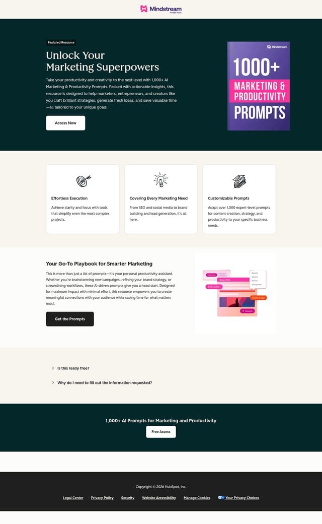 HubSpot landing page