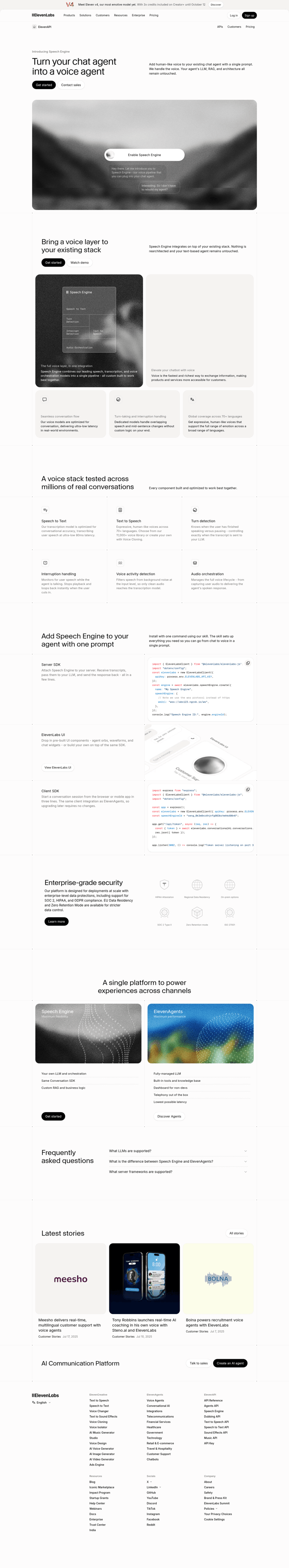 Elevenlabs landing page
