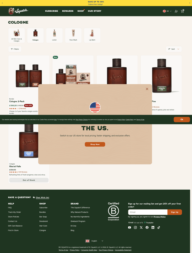 Dr. Squatch landing page