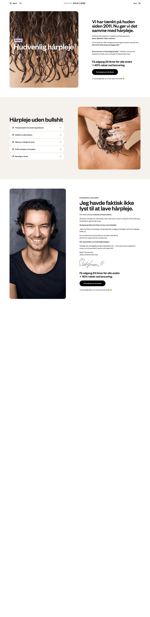 Danish Skin Care landing page