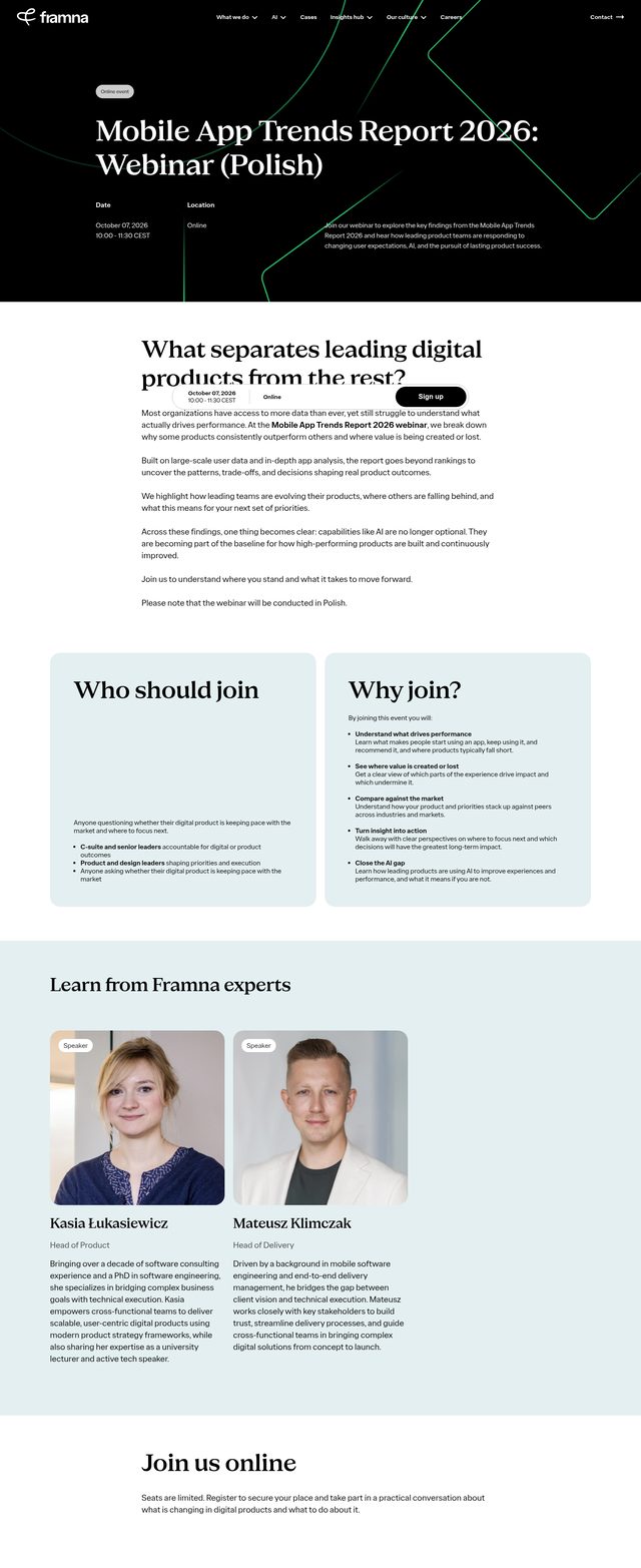 Framna landing page