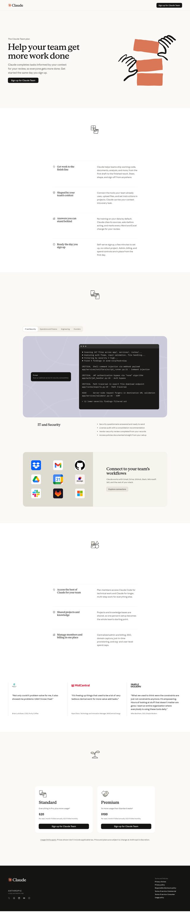Claude landing page