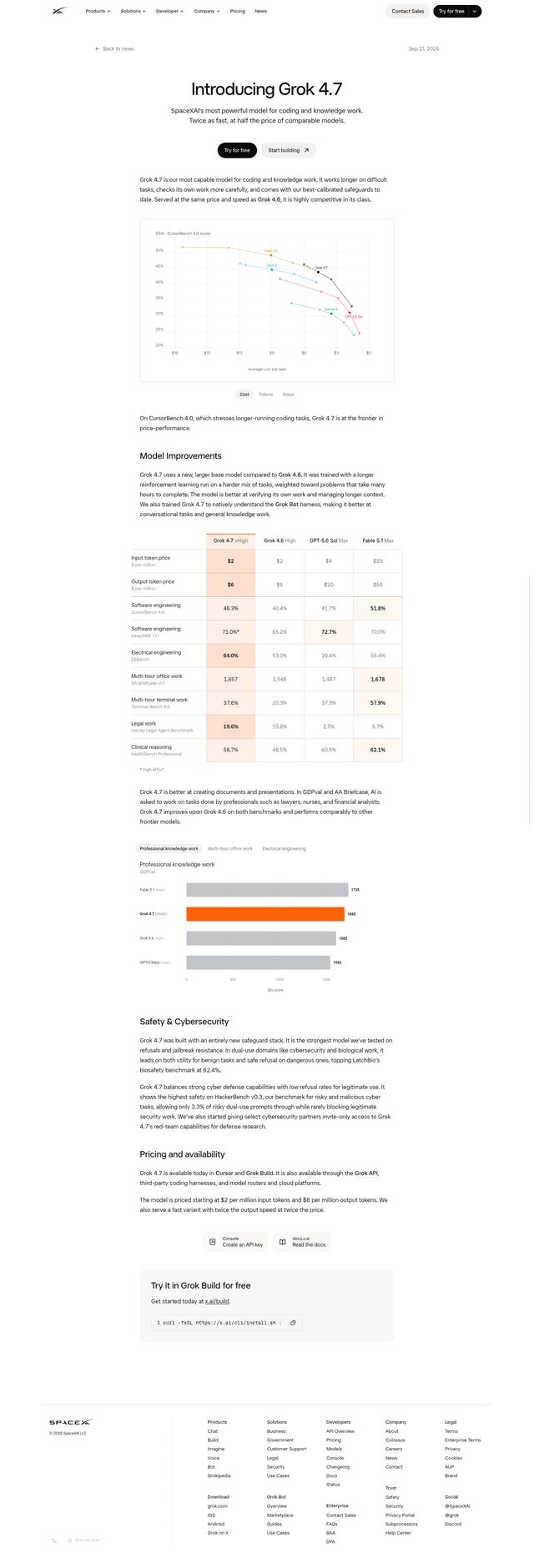 Grok by SpaceXAI landing page