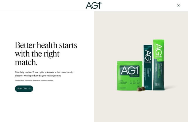 AG1 by Athletic Greens landing page