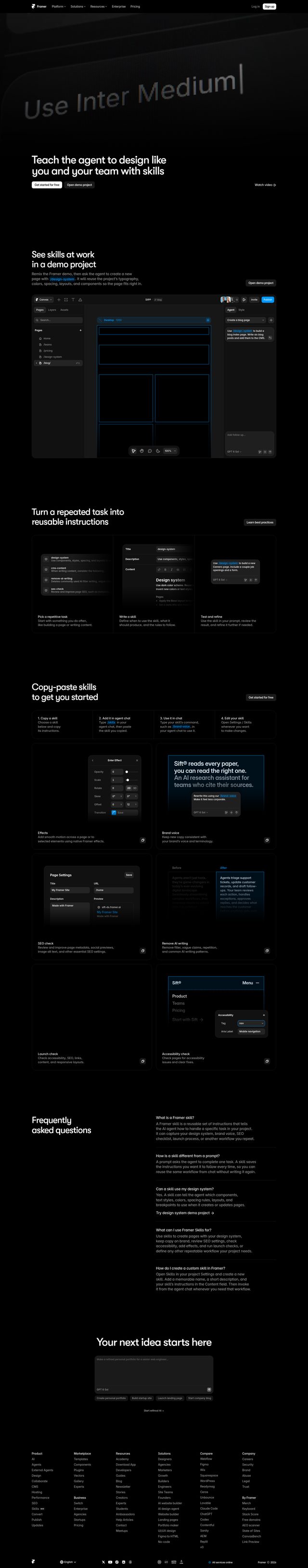 Framer landing page
