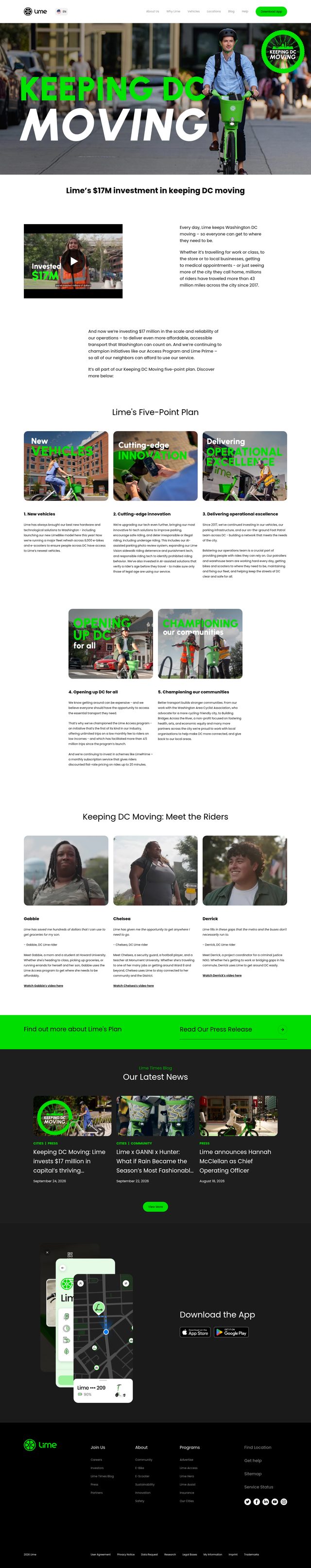 Lime landing page