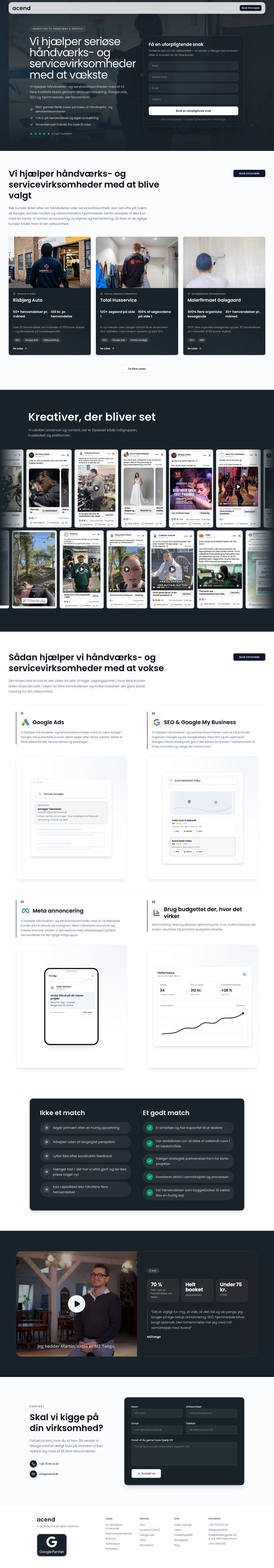 Acend landing page