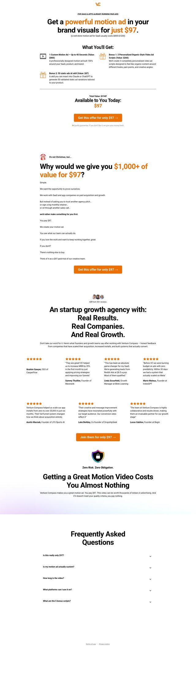 Venture-compass landing page