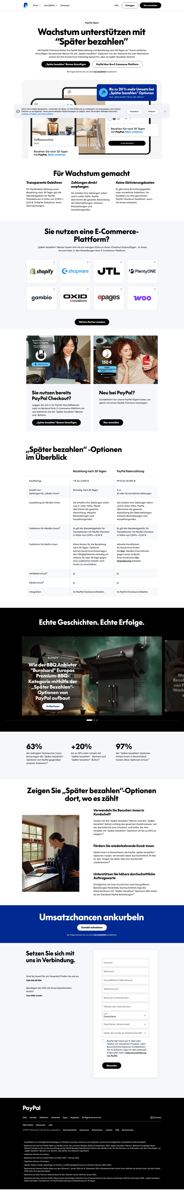 Paypal landing page