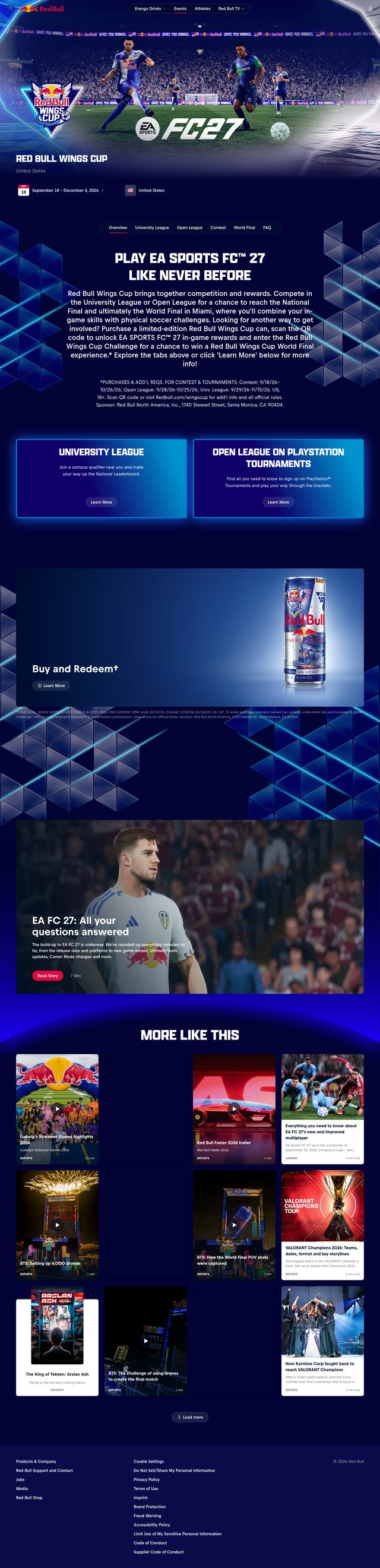 Red Bull landing page