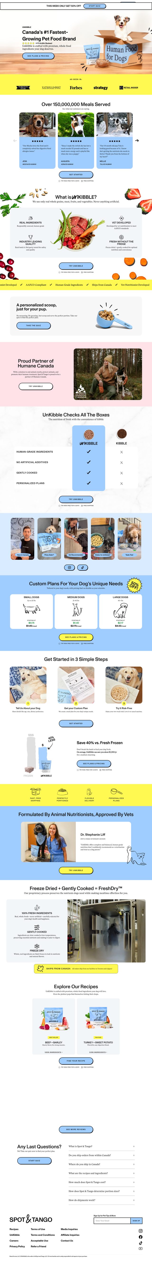 Spot and Tango landing page