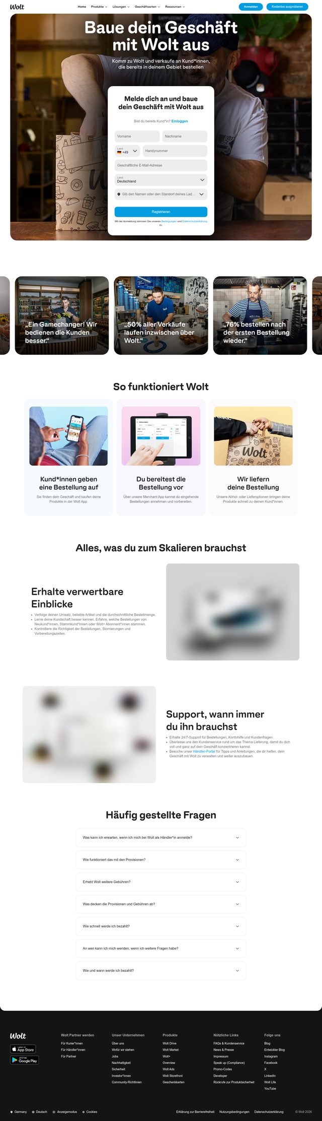 Wolt landing page