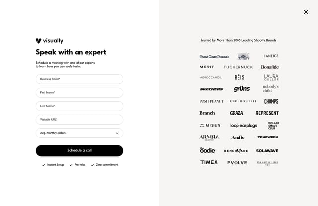Visually.io landing page