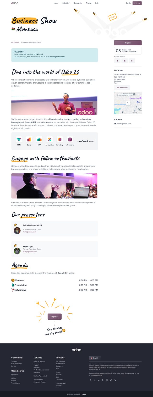 Odoo landing page