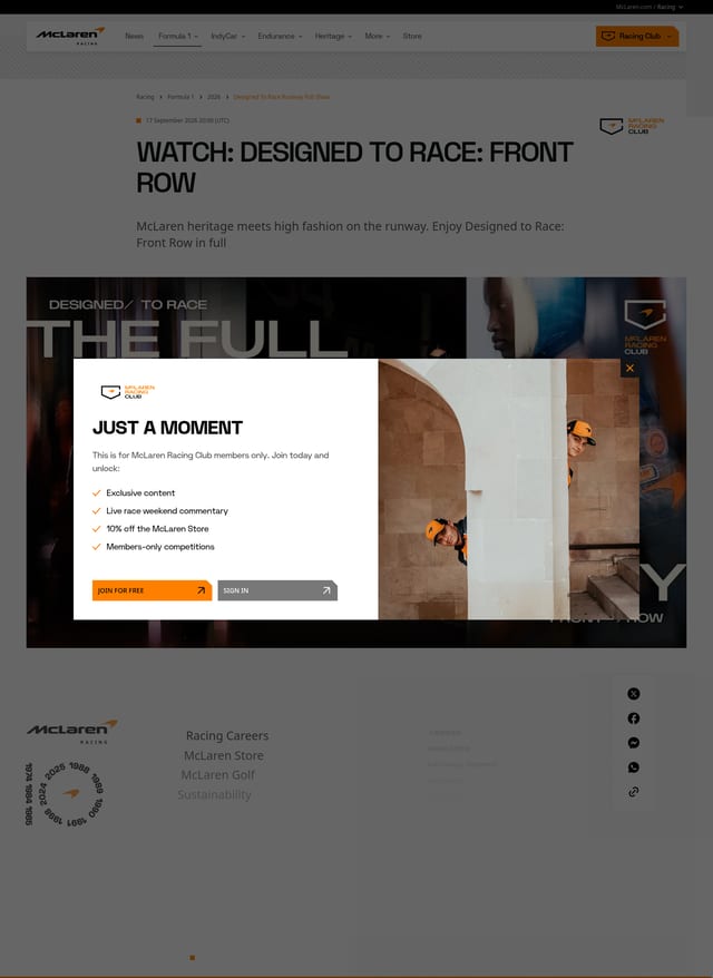Mclaren landing page