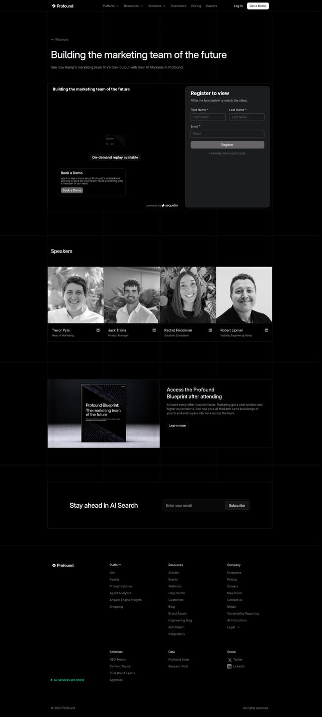 TryProfound landing page