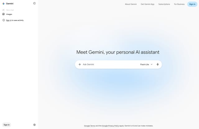 Gemini landing page