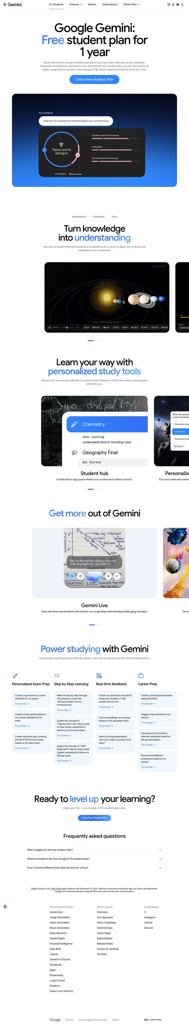 Gemini landing page