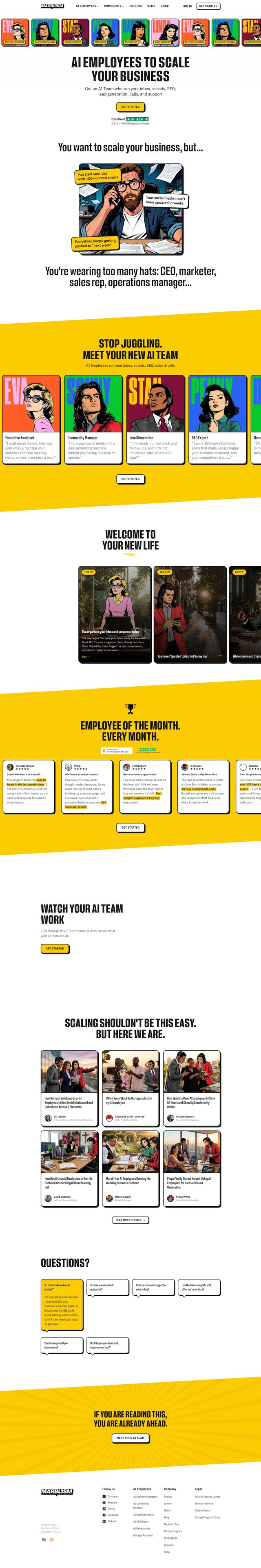 Marblism landing page