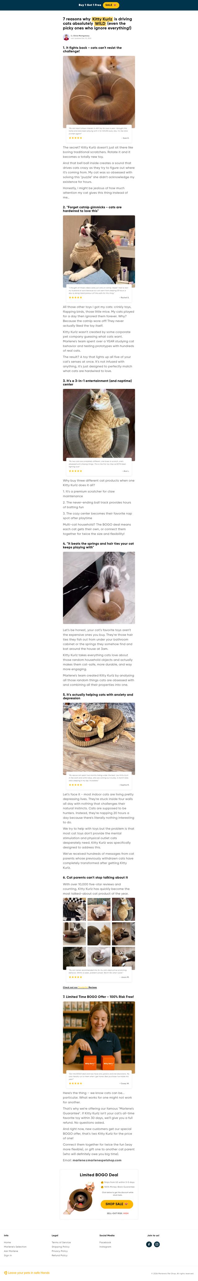 Marlene's Pet Shop landing page