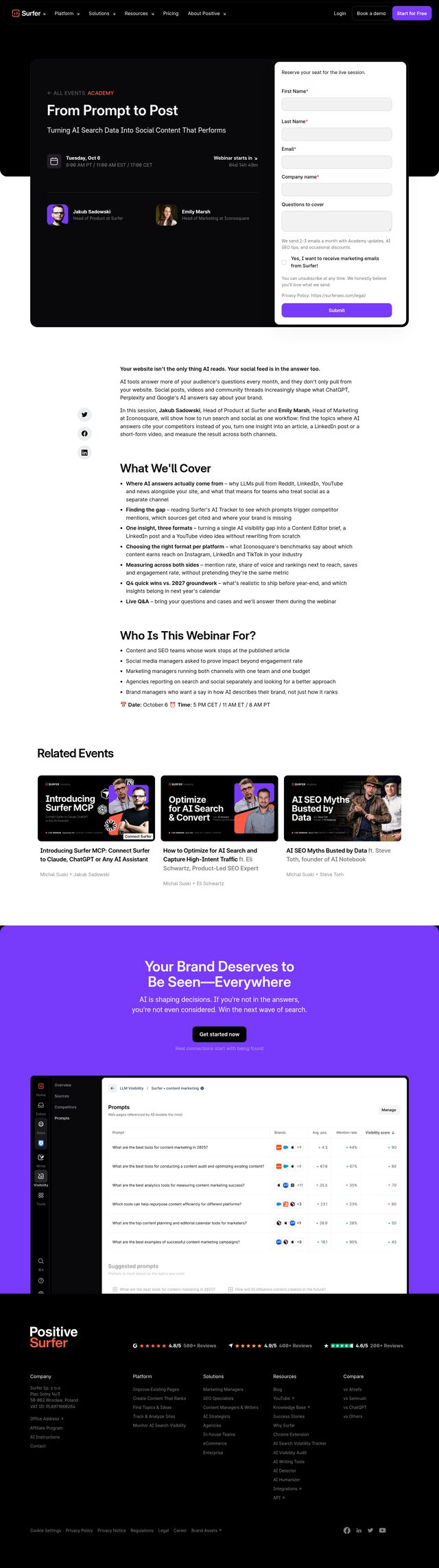 Positive Surfer landing page
