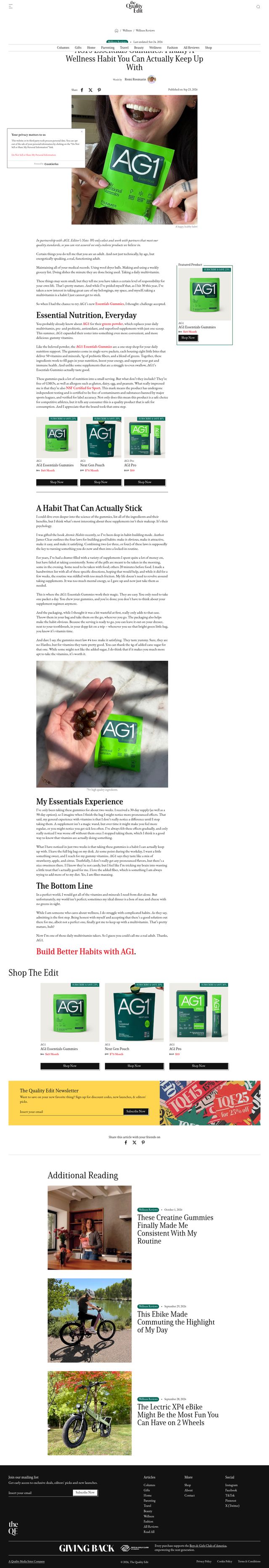 AG1 by Athletic Greens landing page