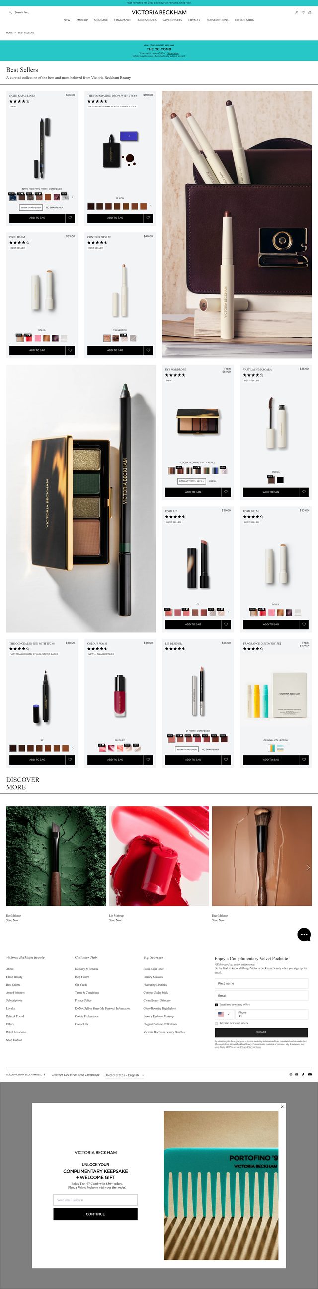 Victoria Beckham Beauty landing page